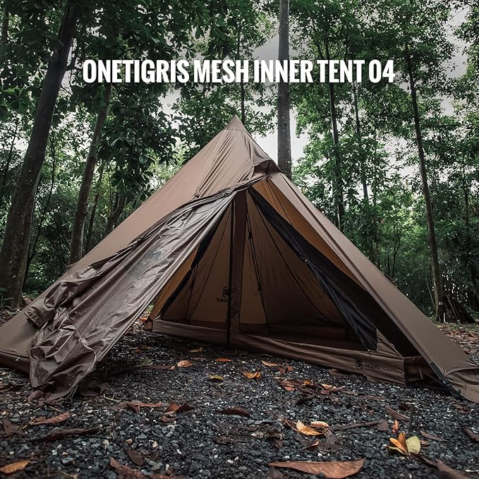 OneTigris Rock Fortress Hot Tent with Stove Jack, 4 Season, 4-6 Person Tipi for Camping, Backpacking, Hunting, Fishing - Waterproof, Wind-Proof