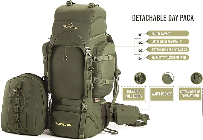 Colonel 95 Litres Rucksack + Detachable Day Pack