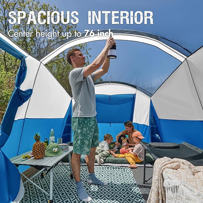 PORTAL 6/8/10 Person Family Camping Tent with Screen Room, Water Resistant Big Tunnel Tent with Rainfly, Large Family Tent for Outdoor Camping, Party