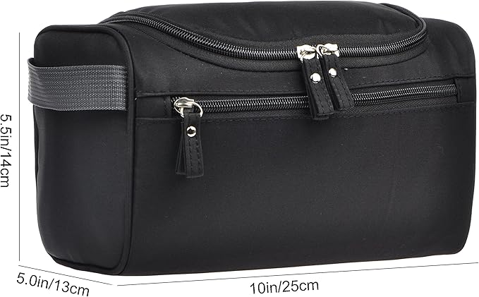 Vercord Mens Toiletry Bag Wash Travel Small Shaving Dop Kit Shower Bathroom Ditty Hygiene Bag Black