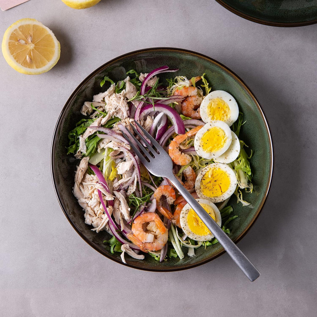 LERATIO Large Pasta Bowls,38oz Ceramic Pasta Bowls,9.0" Reactive Glaze Pasta Bowl Set of 4,Microwave & Dishwasher,Oven Safe,Wide Serving Bowls for Salad,Pasta,Fruit,Scratch Resistant-Green