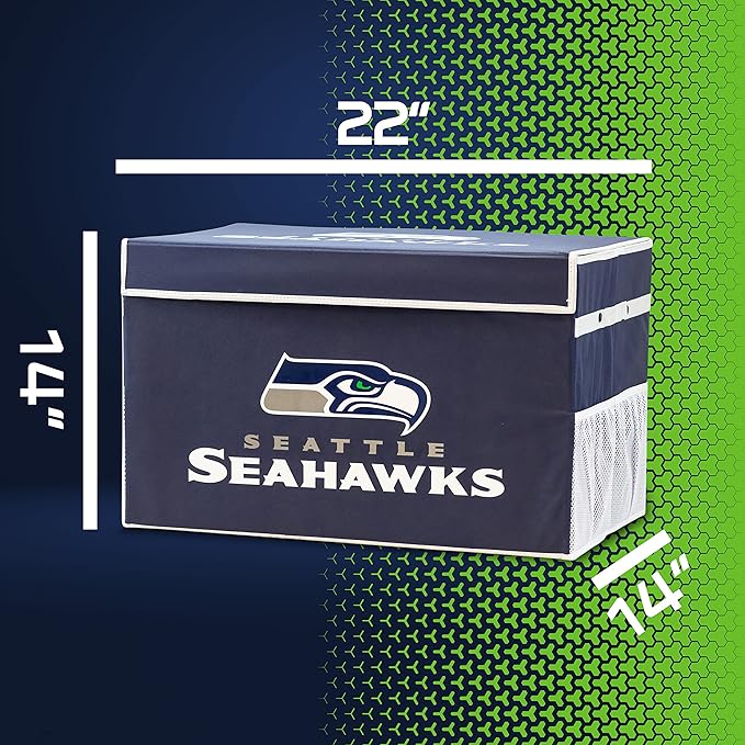 Franklin Sports NFL Storage Footlocker Bins - Large Folding Organizer Containers - NFL Team Office, Bedroom + Living Room Décor - Large + Small Bins