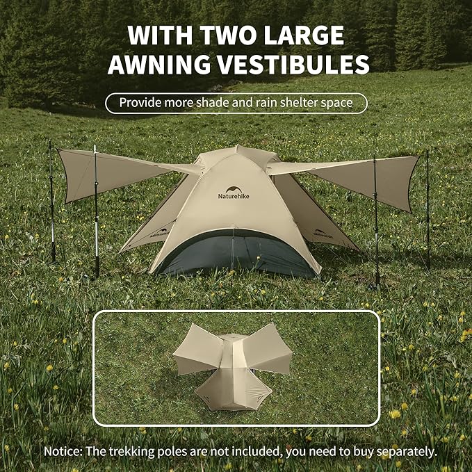 Naturehike Star River UL 2 Person Backpacking Tent, Double Layer Waterproof Two Person Tent, Lightweight Backpacking Cycling 2 Person Tent