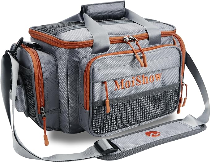 Fishing Tackle Box Bag - Fishing Bags for Saltwater or Freshwater (#Grey) Fishing Tackle Bags - Padded Shoulder Strap - Tackle Bag for 3600 Tackle Box