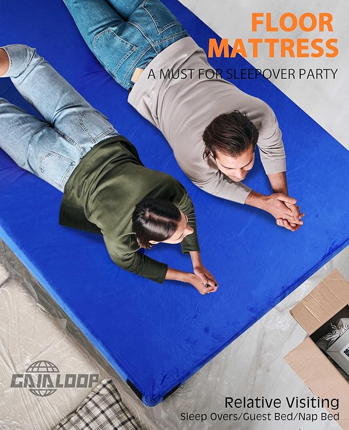 3 Inch GAIALOOP Thick Memory Foam Camping Mattress Sleeping Pad [Car/Tent/Cot] Glamping Portable Floor Mat Roll Up Futon Mattress for Guests Sleepover