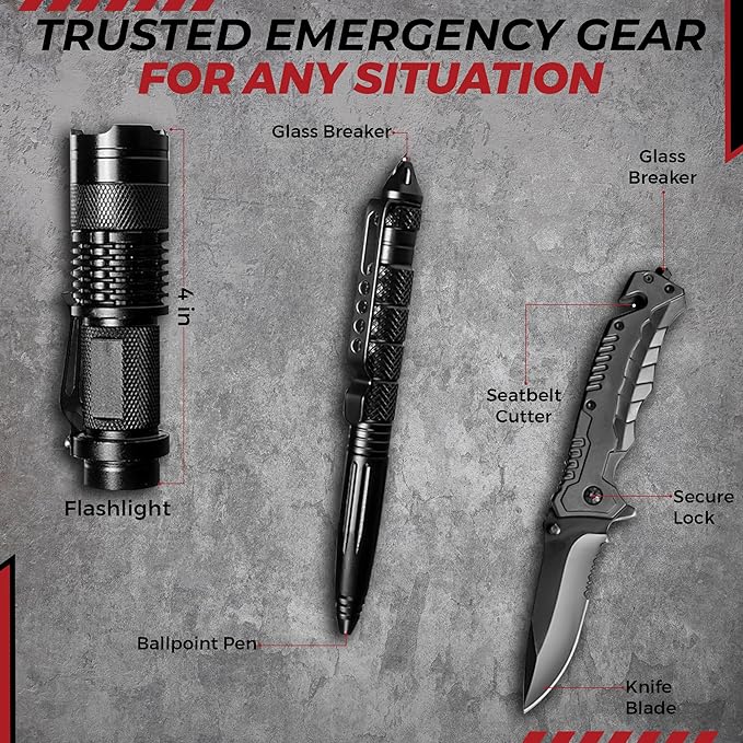 320-Piece Survival Kit | Emergency Gear for Camping, Hiking & Disaster Preparedness | Essential Roadside Emergency Kit | Molle Compatible Bug Out Bag | First Aid, Tactical Tools & Survival Essentials