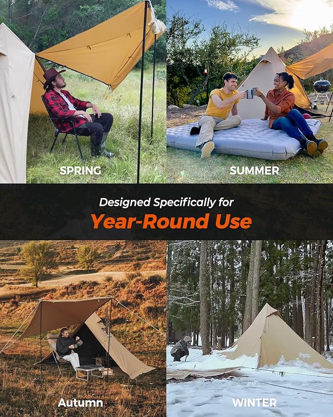 KingCamp Hot Tent, Lightweight Waterproof & Windproof Tipi Hot Tents with Stove Jack for Outdoor Camping