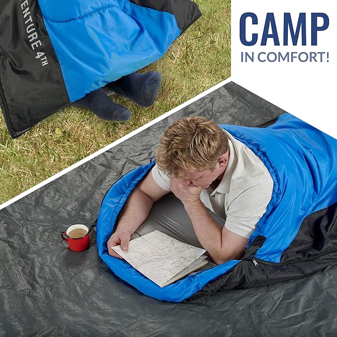 VENTURE 4TH Backpacking Sleeping Bag – XXL, Double and Single Sizes - Lightweight Warm & Cold Weather Sleeping Bags for Adults, Kids & Couples – Ideal for Hiking, Camping & Outdoor Adventures