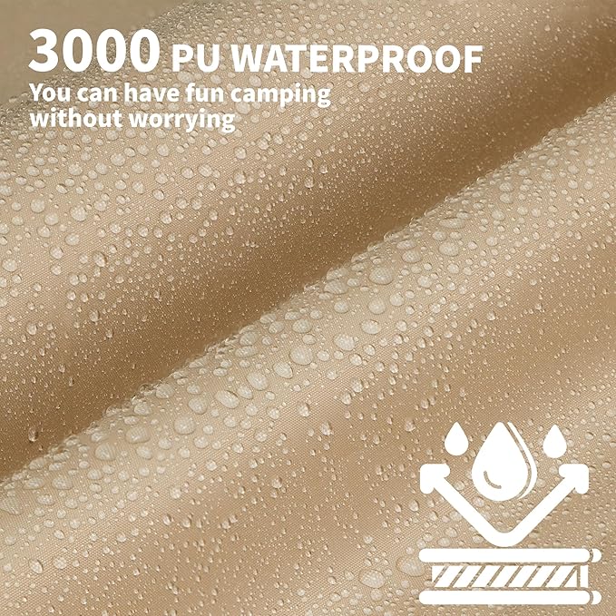 ONTYZZ Khaki Rectangle Tent Footprint Waterproof Camping Tarp Two in One Ground Sheet Mat and Tent Tarp for Camping Outdoor Hiking Beach Picnic