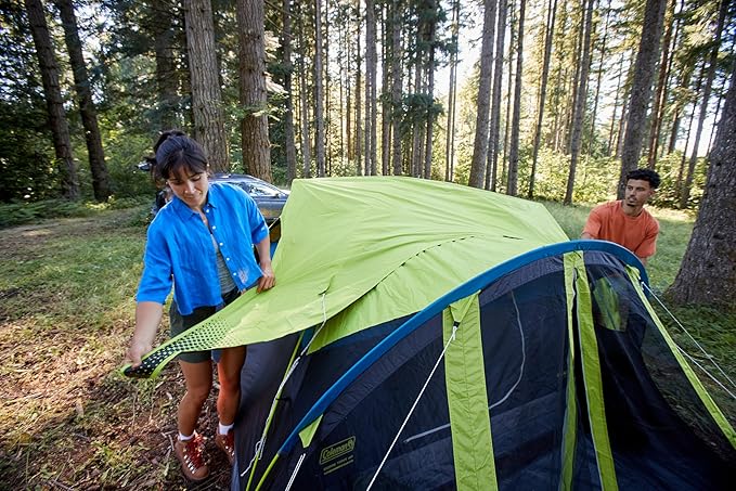 Coleman Carlsbad Dark Room Tent with Screened Porch 4/6 Person Tent Blocks 90% of Sunlight to Keep Inside Cool Weatherproof with Easy Setup Made of PFAS-Free Materials