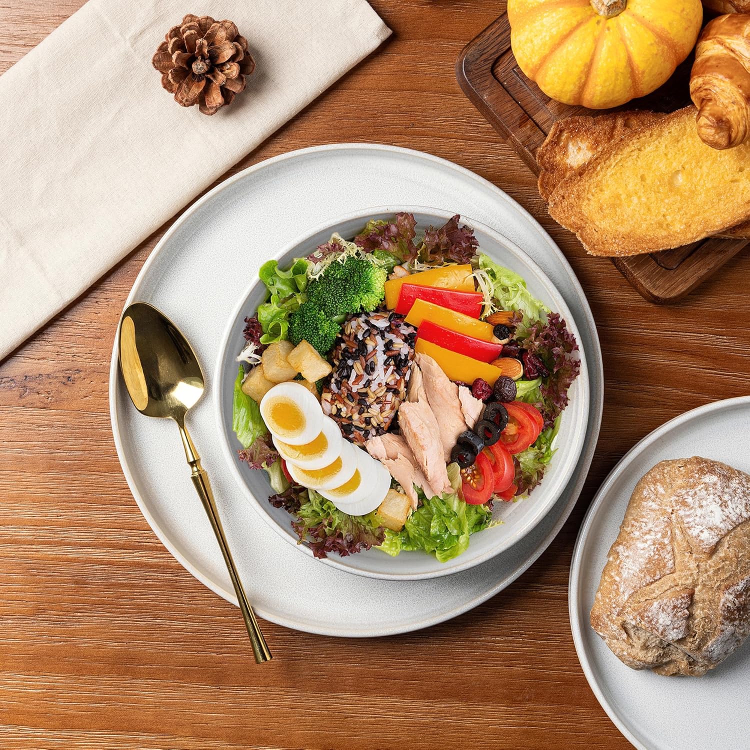 GBHOME 7.5'' Stoneware Pasta Bowls, Serving Bowls Set of 6 for Kitchen, Double Reactive Glaze Bowls for Fruit,Pasta,Salad,Oatmeal,Meal, Microwave Safe (6 pcs)