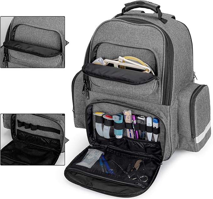 Trunab First Responder Bag Trauma Backpack Empty, Medical Emergency Kits Storage Jump Bag Pack for EMT, EMS, Police, Firefighters, Safety Officers - Patented Design Grey