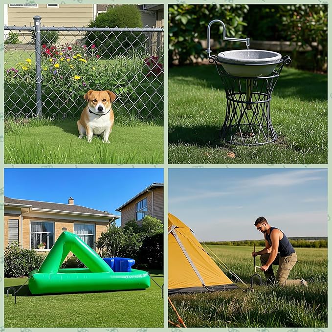 VVOKGO Garden Rebar Stakes J Hook 12 Inch Long Enough 32pcs, Rust Proof Black Coated Steel Trampoline Anchors Tent Stakes Metal Ground Stakes for Lawn Christmas Decorations