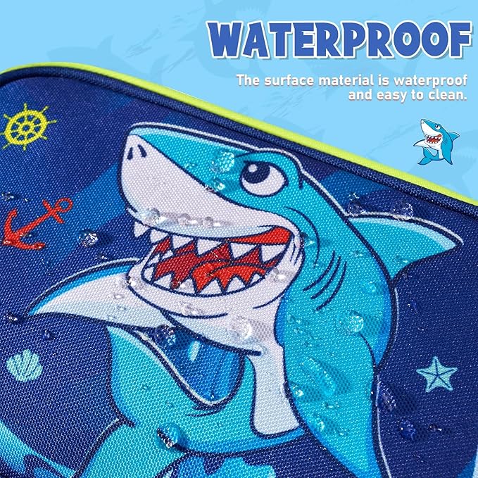 WAWSAM Shark Toiletry Bag - Kids Toiletry Bag for Boys Christmas Birthday Gift Camping Travel Toiletry Case Toiletries Makeup Cosmetic Pouch Pink Water-resistant Wash Bag Dopp Kit with Mesh Pocket