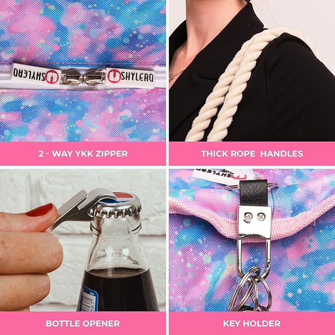 SHYLERO Beach Bag and Pool Bag. Has Airtight Pouch, Ton of Pockets. Beach Tote is Zippered, Water Resistant. Family Size