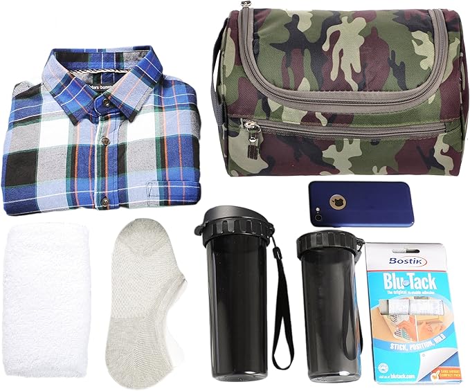 Vercord Mens Toiletry Bag Wash Travel Small Shaving Dop Kit Shower Bathroom Ditty Hygiene Bag Camo Dark Green