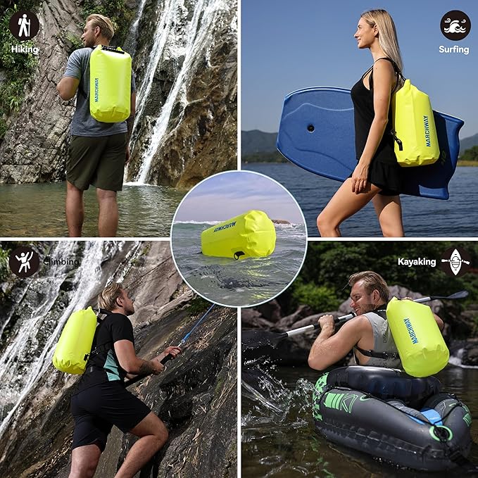 MARCHWAY Floating Waterproof Dry Bag Backpack 5L/10L/20L/30L/40L, Roll Top Sack Keeps Gear Dry for Kayaking, Rafting, Boating, Swimming, Camping, Hiking, Beach, Fishing