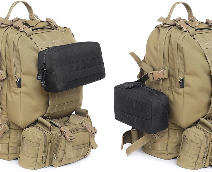 2 Pack Tactical Molle Admin Pouches - Utility Molle Tool Pouch EDC Carry Belt Pouch Horizontal Modular Pouches Phone Pouch for Men,Multi-Purpose Utility Work Organizer Bag