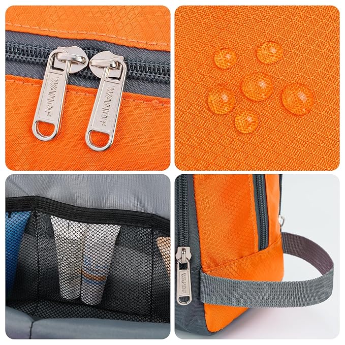 Toiletry Bag for Men/Women Hanging Dopp Kit Water Resistant Shaving Bag Small Toiletry Bag for Traveling (Orange)