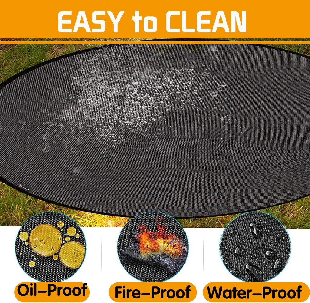 40" Fire Pit Mat for Solo Stove Bonfire, Round Fireproof Firpit Mats under Fire Pit,Camping Stove Mat for Solo Stove Accessories,under Grill Mat for Outdoor Grill,Deck Patio Protector BBQ Mat,Portable