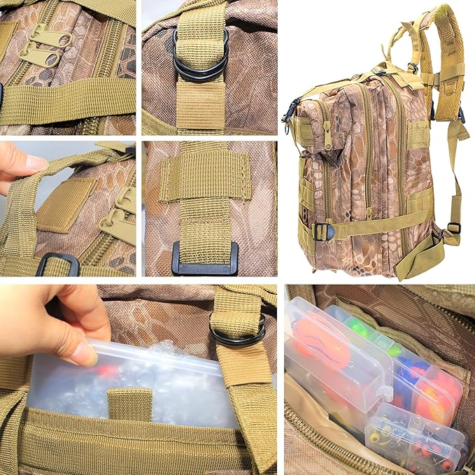 Lightweight Fishing Tackle Backpack Professional Water-Resistant All-in-One Rod Holder & Gear Storage