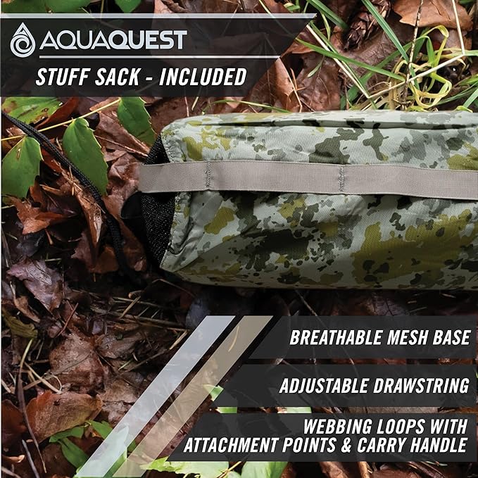 AquaQuest Defender Camping Tarp - Heavy Duty Tent Shelter or Rain Fly - Waterproof Camping Essentials for Hiking, Bushcraft & Hammock
