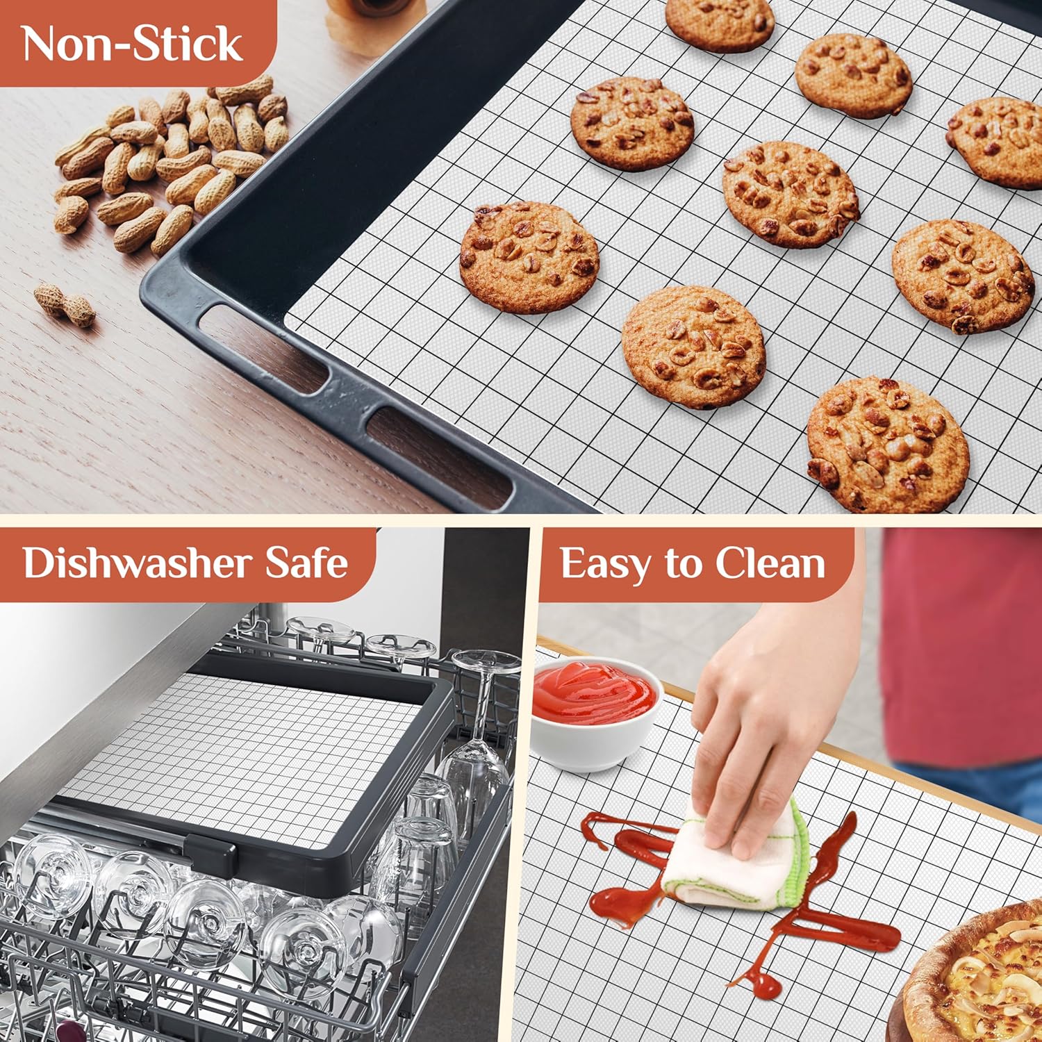 Silicone Baking Mat, 16 IN x 10 FT Free Cutting Baking Sheet,Non-Stick Reusable Dough & Pastry Mat,Non-Slip Silicone Mat Roll for Air Fryer Liner,Freeze Dryer,Oven Baking Pan,Kitchen Counter