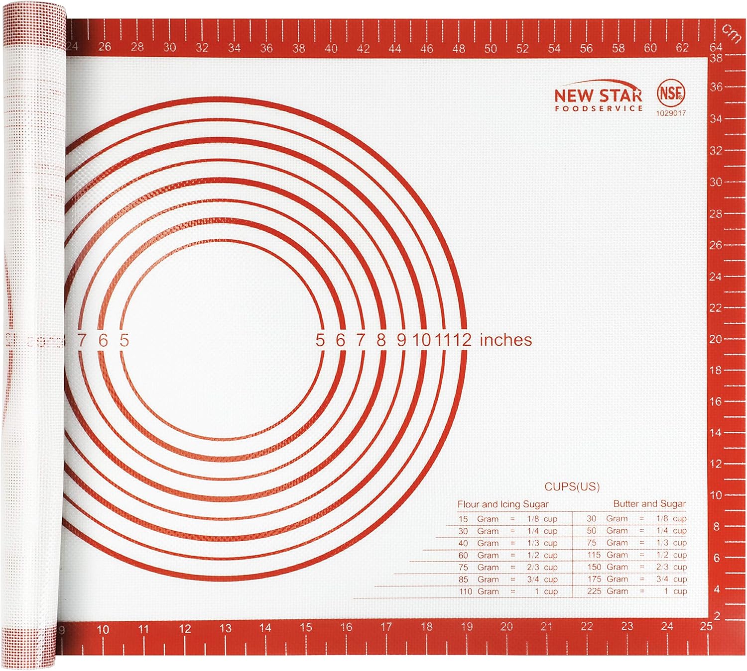 New Star 1029017 Non-Slip Silicone Pastry Mat, Extra Large with Measurements, 16x26'', NSF Certified