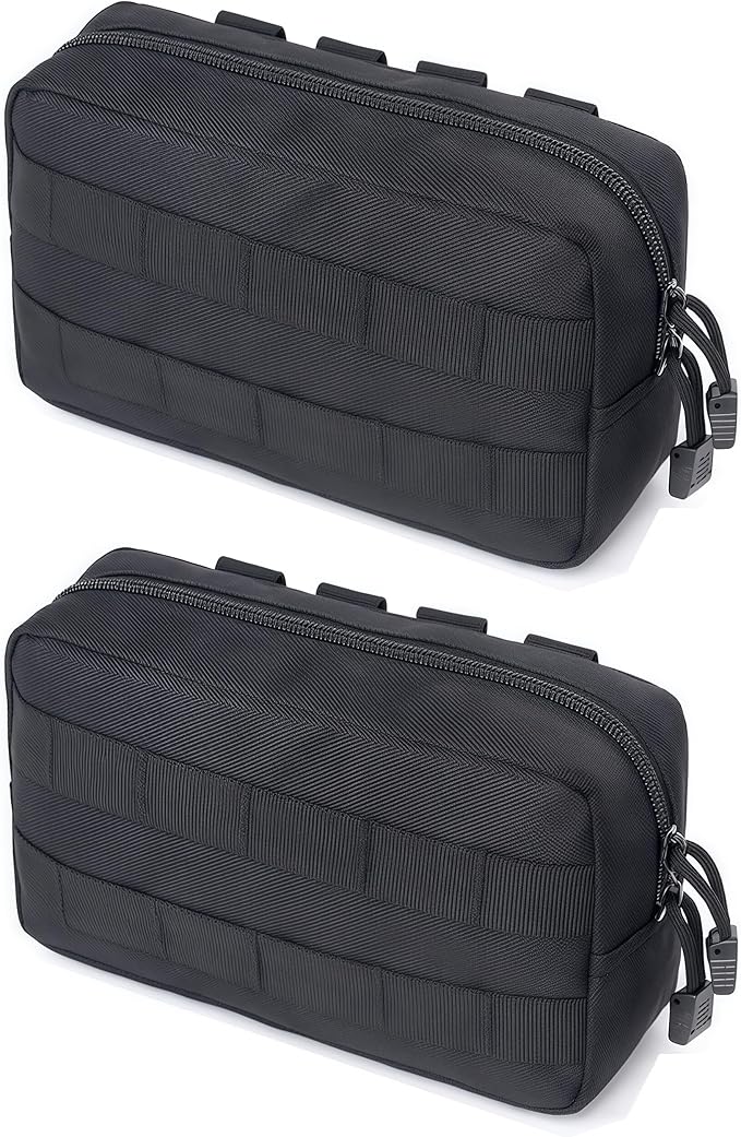 2 Pack Tactical Molle Admin Pouches - Utility Molle Tool Pouch EDC Carry Belt Pouch Horizontal Modular Pouches Phone Pouch for Men,Multi-Purpose Utility Work Organizer Bag