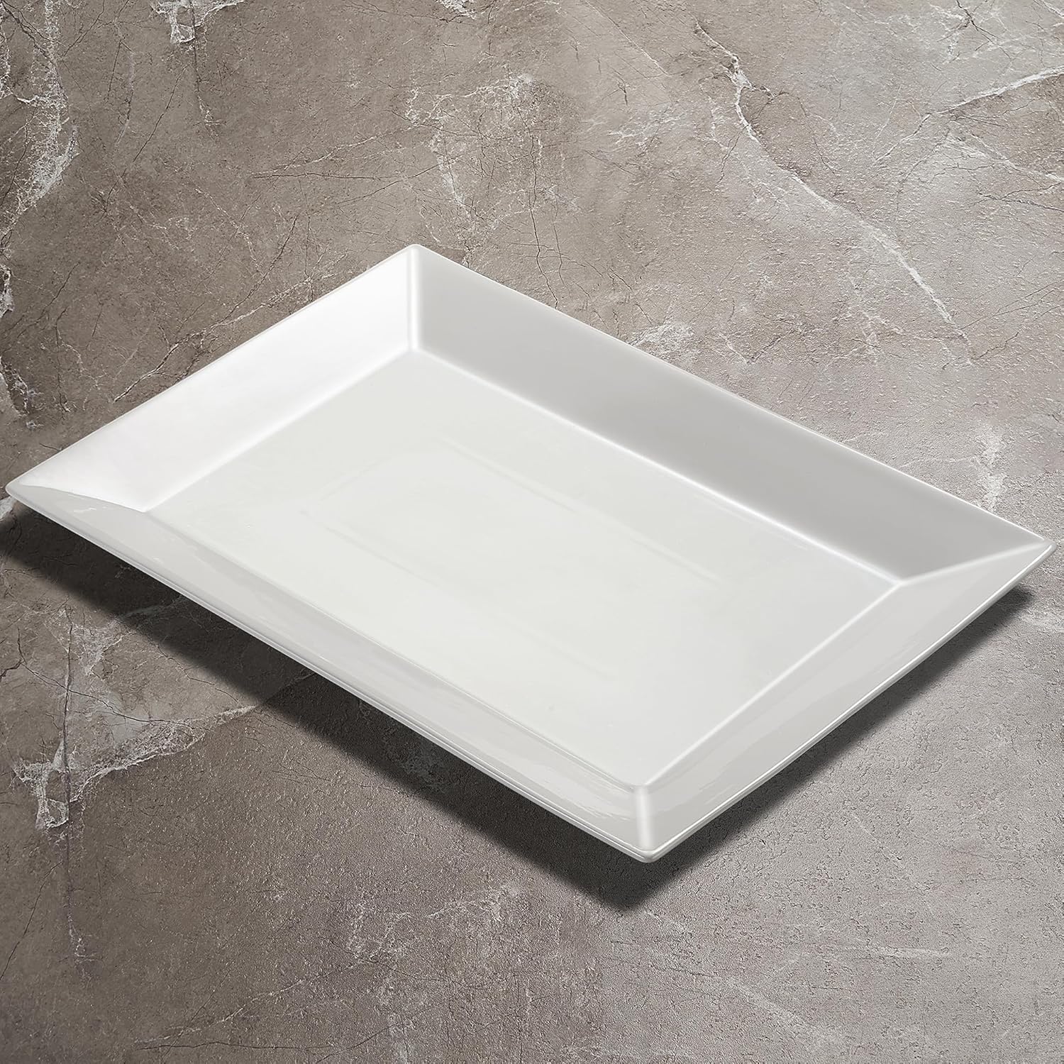 18" x 12" Large Serving Platters Set of 2, Porcelain Heavy-Duty Large Serving Trays, White Rectangular Plates for Turkey, Food, Fruit, Party, Wedding, Christmas, Chip and Scratch Resistant