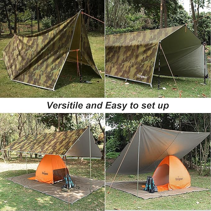 Unigear Hammock Rain Fly Waterproof Tent Tarp, UV Protection and PU 3000mm Waterproof, Lightweight for Camping, Backpacking and Outdoor Adventure