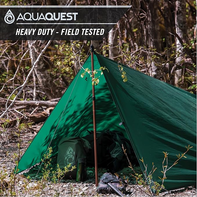 AquaQuest Defender Camping Tarp - Heavy Duty Tent Shelter or Rain Fly - Waterproof Camping Essentials for Hiking, Bushcraft & Hammock