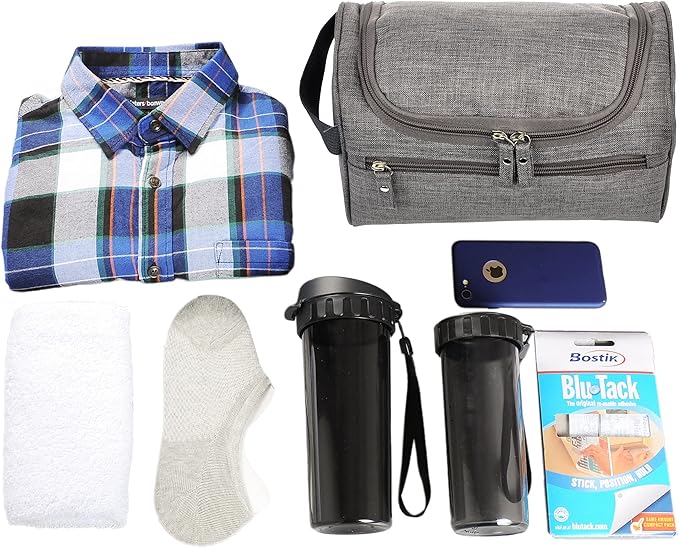 Vercord Mens Toiletry Bag Wash Travel Small Shaving Dop Kit Shower Bathroom Ditty Hygiene Bag Frosted Grey