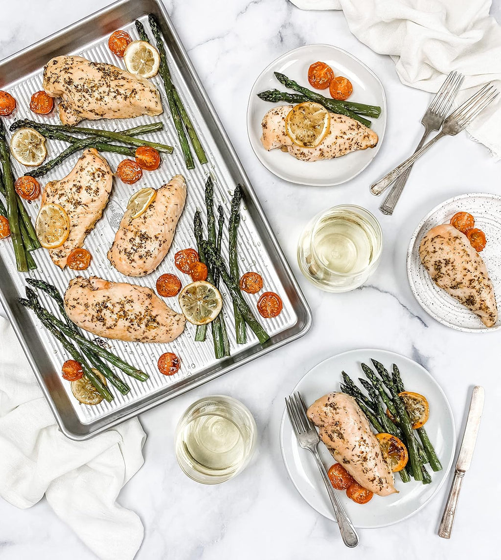 USA Pan Bakeware Half Sheet Pan, Set of 2 Baking Sheets, Aluminized Steel