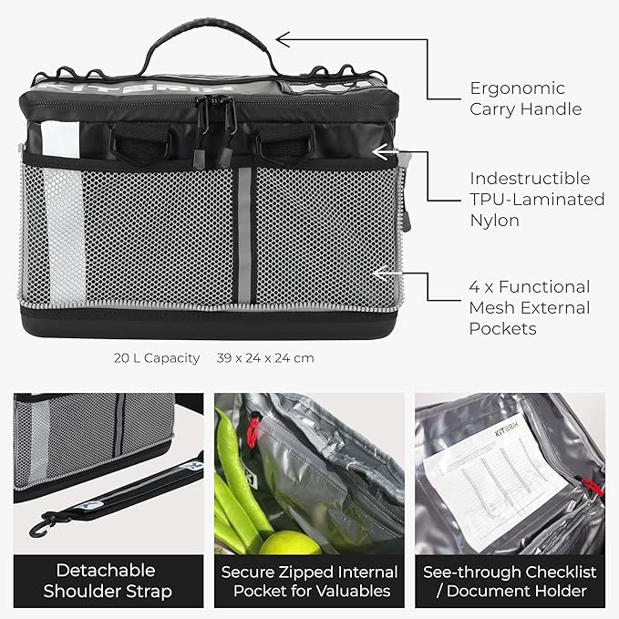 KitBrix Waterproof Sports Duffel Bag, Personal Item Travel Bag 15.3" x 9.4" x 9.4" - Solid Base - Built for Wet, Muddy Gear - Multi-Use Swimming, Gym, Soccer, Camping, Triathlon Transition Bag - USA