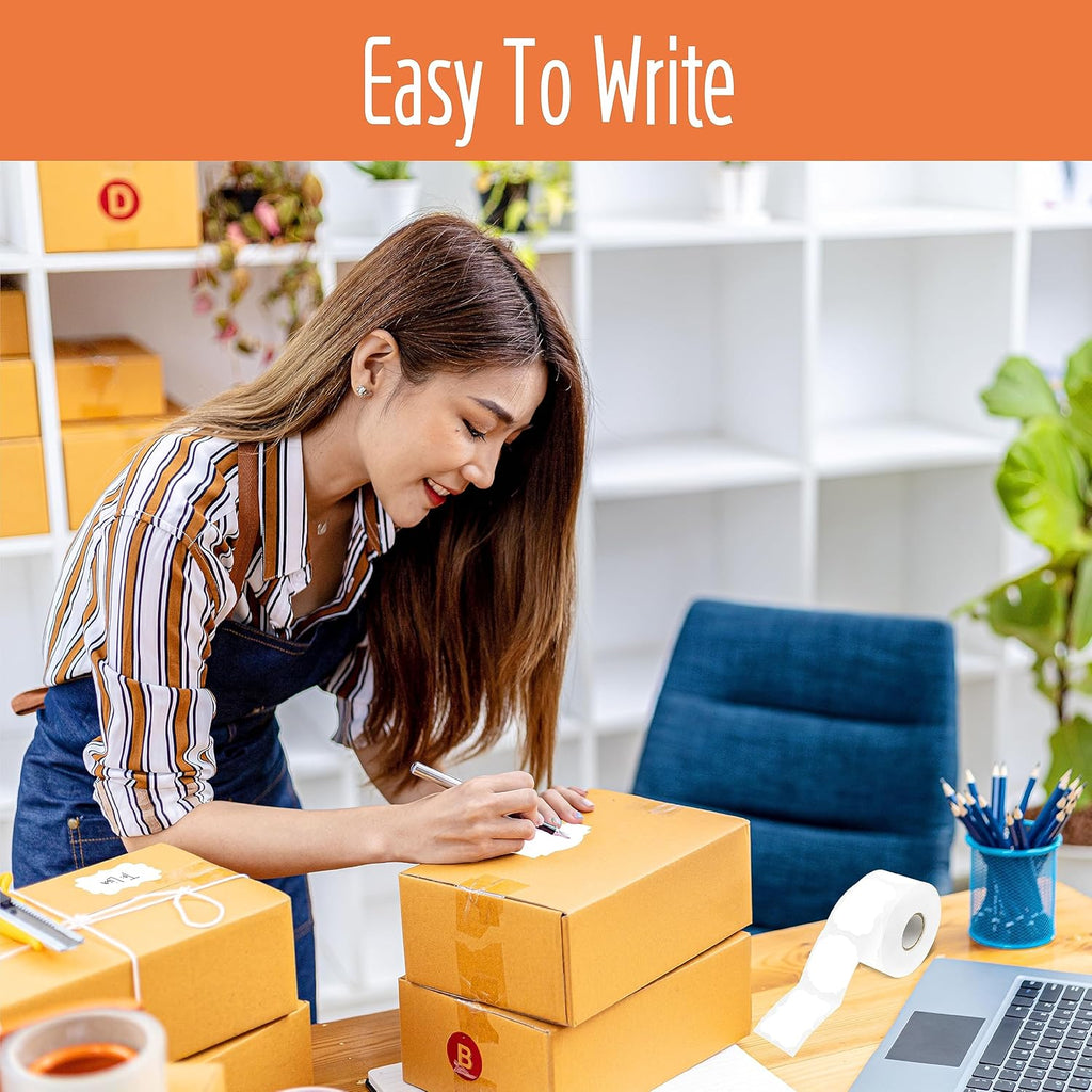 300 PCS White Stickers, 5 Fancy Shapes Labels Blank Stickers Roll White Name Tags with Permanent Adhesive for File Folders, Food Jars, Gift Tags, Home Office Business Uses (2” x 3”)