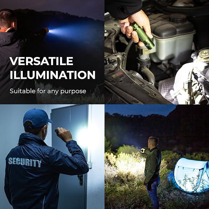 LED Rechargeable Flashlight - Super Bright 1250 High Lumens Flashlight, Waterproof IP68 Small Compact Pocket Tactical Flashlight for Home, Emergency, Rescue, Camping, Gifts for Men Green