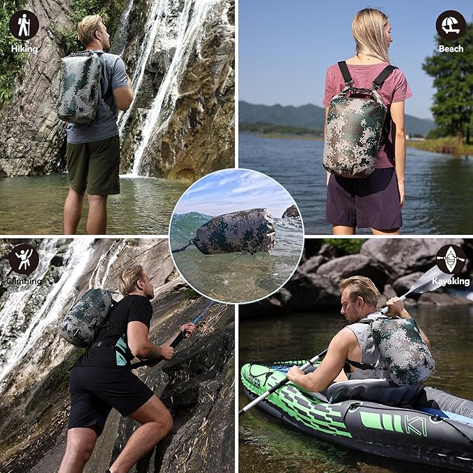 MARCHWAY Floating Waterproof Dry Bag Backpack 5L/10L/20L/30L/40L, Roll Top Sack Keeps Gear Dry for Kayaking, Rafting, Boating, Swimming, Camping, Hiking, Beach, Fishing