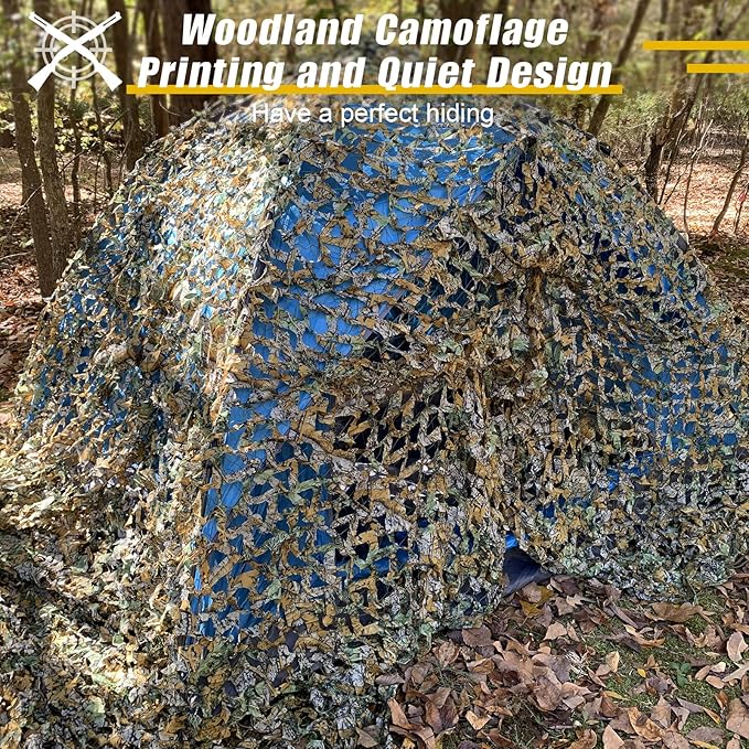 iunio Camo Netting Camouflage Netting, Silent Military Net, Large Bulk Roll Mesh, for Hunting Blind Cover Backdrop Camo Themed Birthday Party, Sun Shade, Camping, Outdoor, with mesh Backing