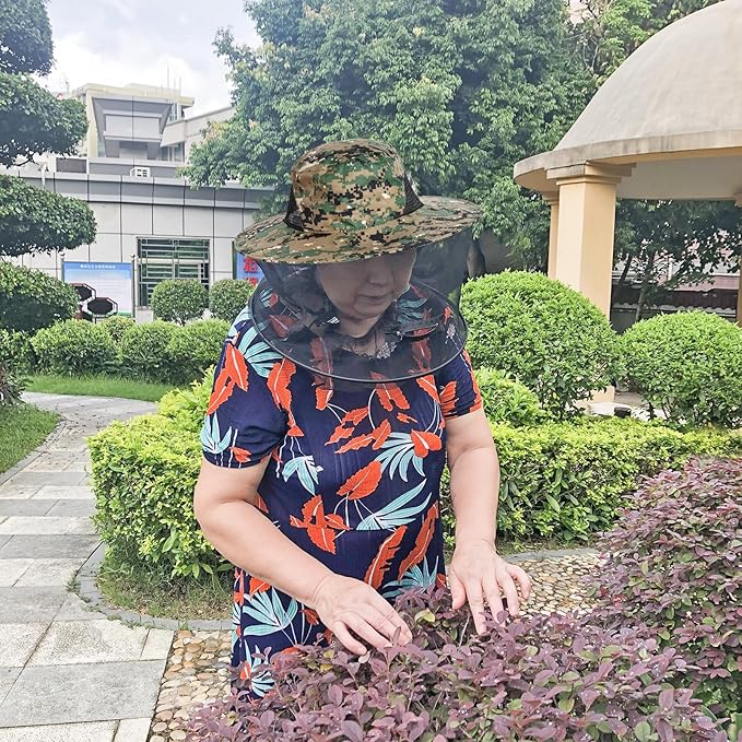 Sucrain 2 Pack Mosquito Head Net Hat Sun Hat Garden Bug Hat with Hidden Net Mesh for Outdoor Gardening Beekeeping