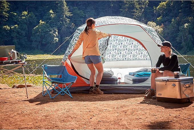 Coleman Skydome Series Camping Tent Weatherproof Tent Includes Pre-Attached Poles Rainfly Carry Bag and Unique Pattern Sets up in 5 Minutes