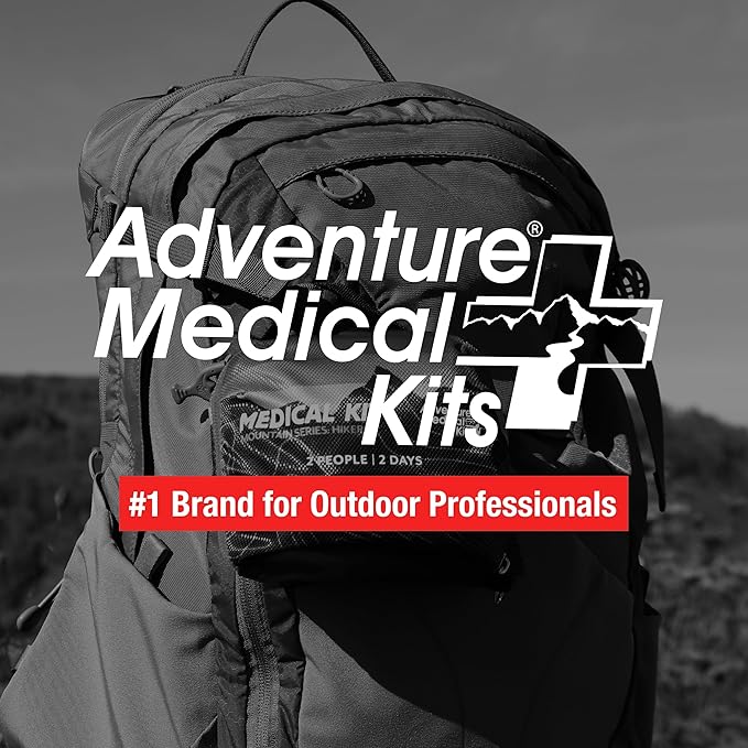 Adventure Medical Kits Mountain Series Medical Kit - Hiker - Emergency Medical First Aid Kit - for 2 People for 2 Days - Comes with a Trauma Pad, Medicine, Guide Book & More - Sunset