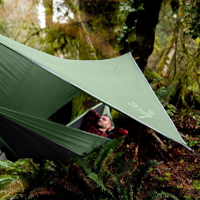 Wise Owl Outfitters Hammock Tarp, Hammock Tent - Rain Tarp for Camping Hammock - Camping Gear Must Haves w/Easy Set Up Including Tent Stakes and Carry Bag