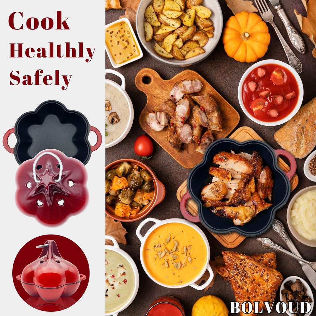 Enameled Cast Iron Smoker Roaster & Garlic Roaster Baker, Multi-Functional Box for Gas/Pellet/Charcoal Grills, Oven & Wood Stove, Enameled Dutch Oven Style Cookware, Enamelled Cooking Pot