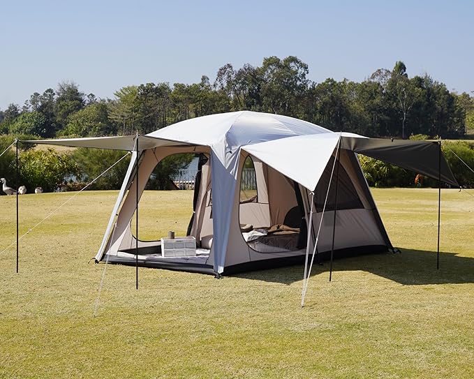 Vidalido 4-6 Person Camping Tent with 3 Door 2 Room Large Family Cabin Tents, Double Layer Waterproof Portable Glamping Tent, Big Tents for Outdoor Camping Hiking and Backpacking
