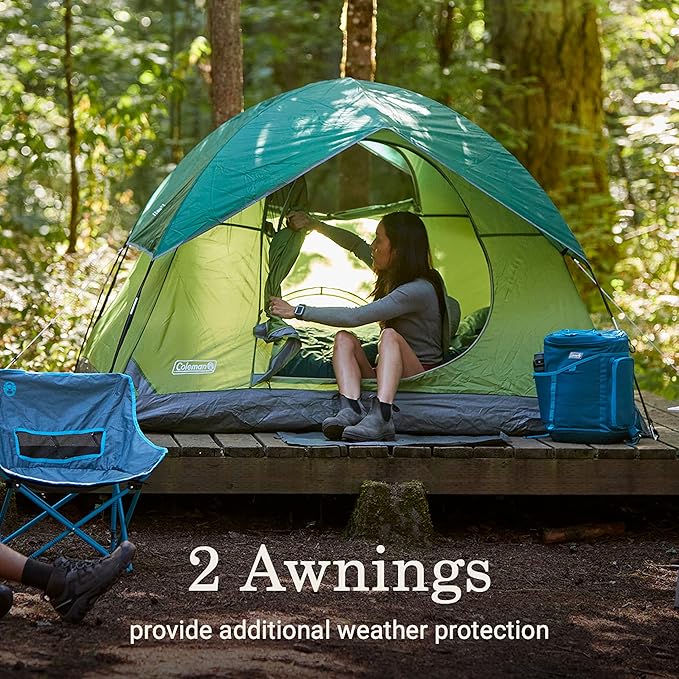 Coleman Sundome 4-Person Tent with Rainfly, Weatherproof Tent Sets Up in 10 Mins