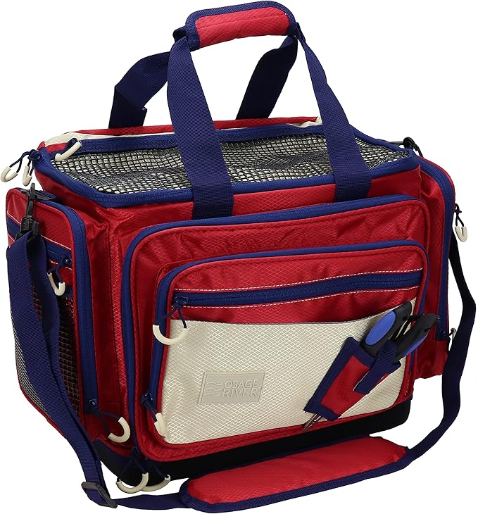 OSAGE RIVER Fishing Tackle Bag, Saltwater Fishing Gear Bag, Tackle Box Organizer with Waterproof Non-Slip Bottom, Padded Shoulder Strap, and Fishing Pliers, Fishing Gifts for Men
