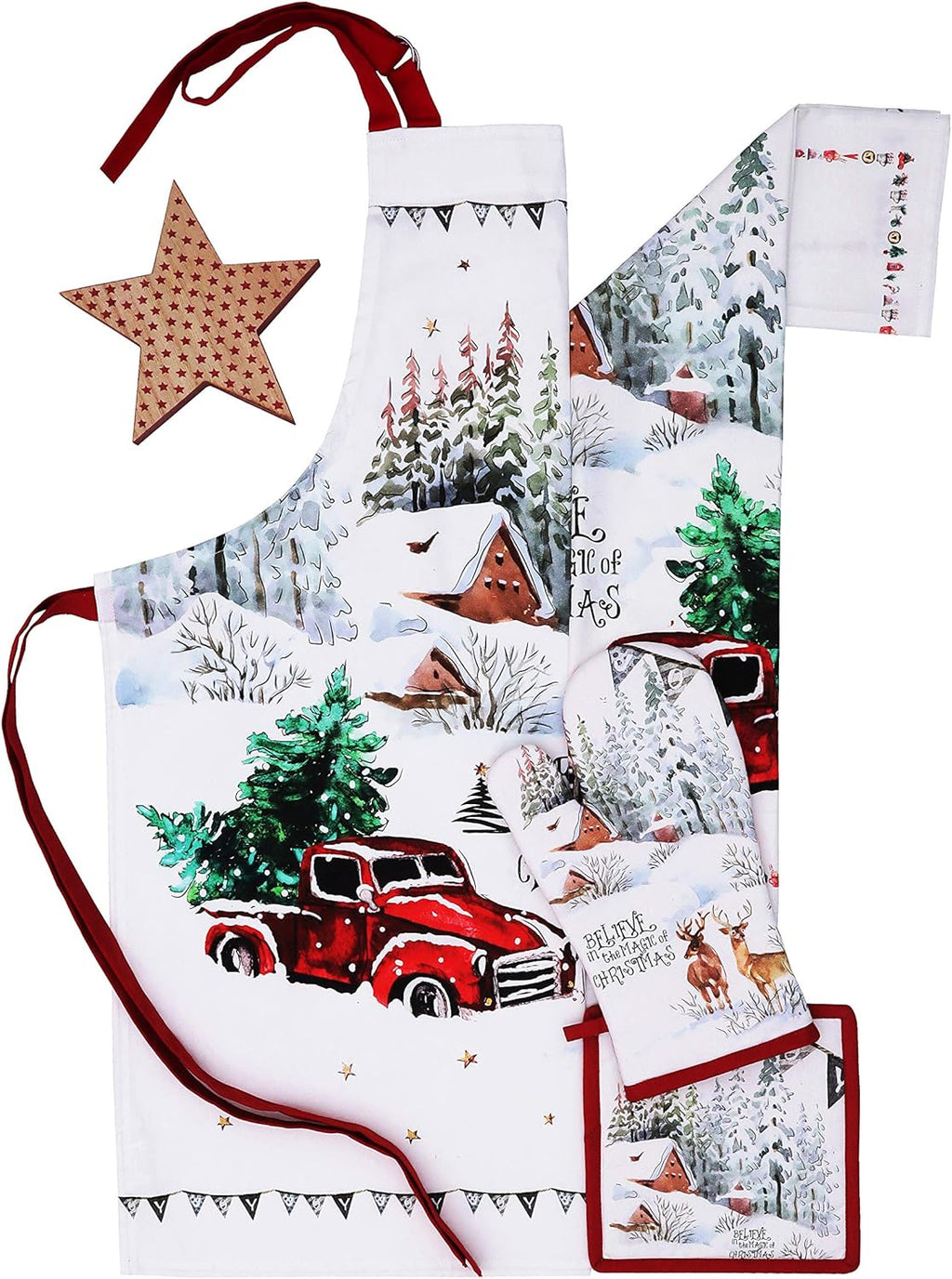 AMOUR INFINI Pot Holders Heat Resistant Cotton Set of 2 Nonslip 8"x8" Inch Hot Pads for Kitchen, BBQ, Baking & Cooking with Hanging Loops (Christmas Winter)