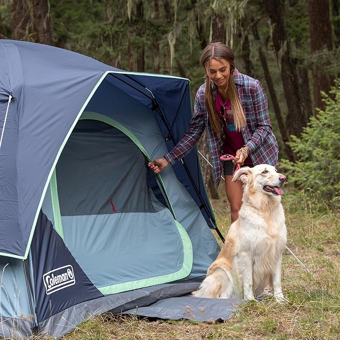 Coleman Skydome Series Camping Tent Weatherproof Tent Includes Pre-Attached Poles Rainfly Carry Bag and Unique Pattern Sets up in 5 Minutes