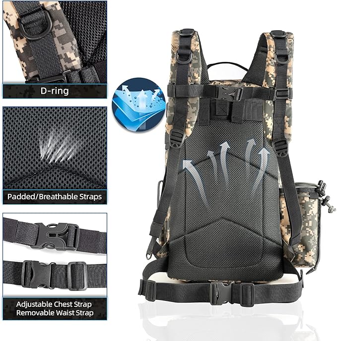 BLISSWILL Fishing Backpack - Waterproof with Rod Holder, Ideal Fishing Gear and Gifts for Men
